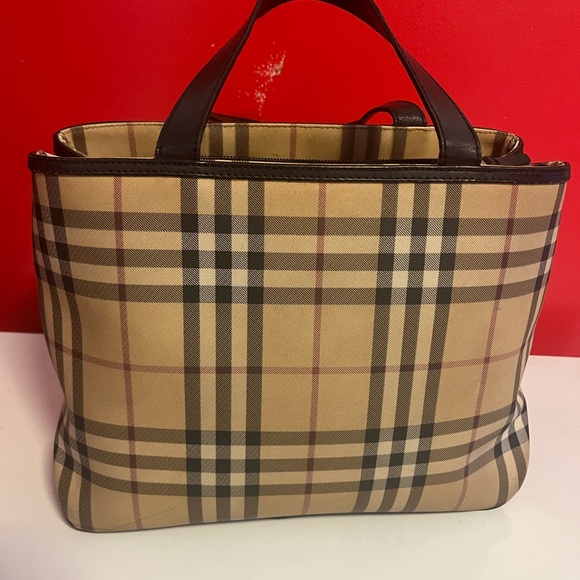 Vintage Burberry Checkered Tote Bag with Black Handles - Picture 1 of 11